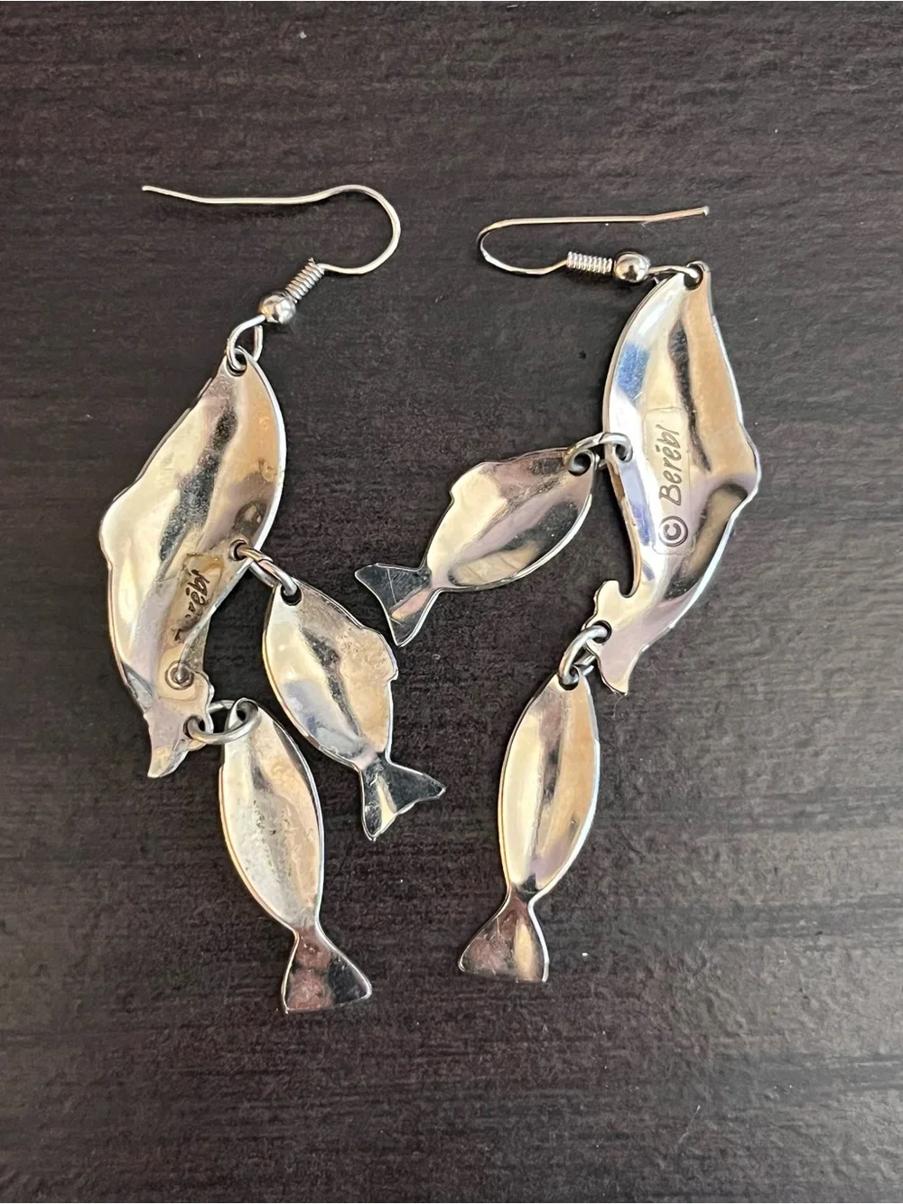 Colorful Fish Dangle Earrings - Pink, Purple & Teal